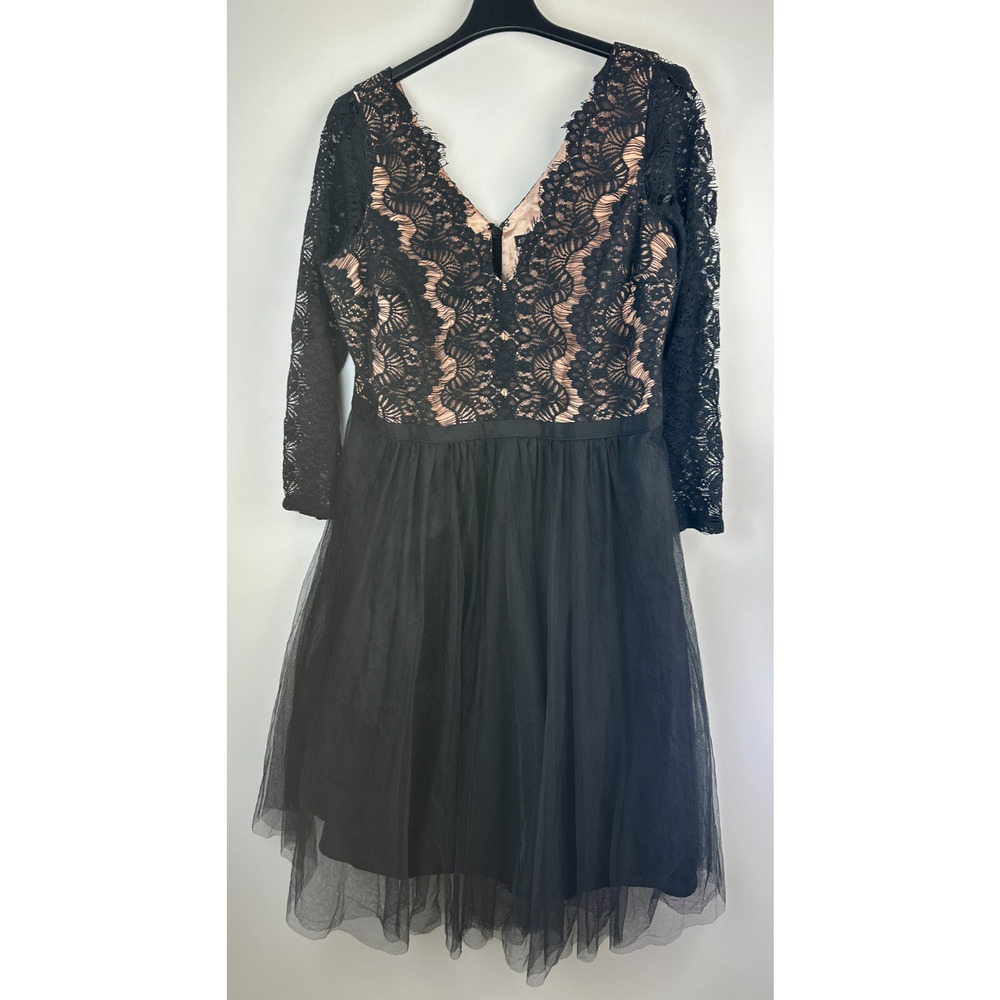 City Chic Rare Beauty Dress Lace Fit & Flare Black A Line Tulle XL Plus Size 22 - Picture 2 of 16